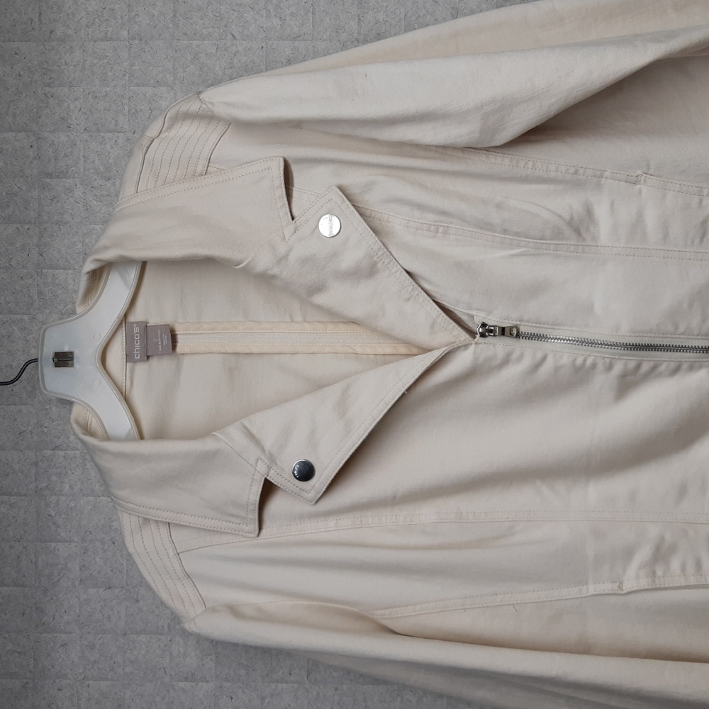 Chico's Cream Denim Motto Jacket - Picture 2 of 7